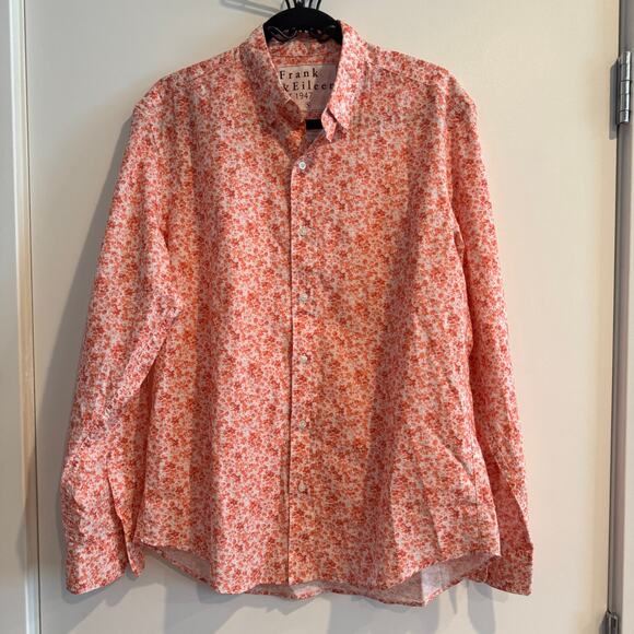 Frank & Eileen Finbar Button-Up Shirt Top  Peach Collared Long Sleeve Sz S - Picture 1 of 11